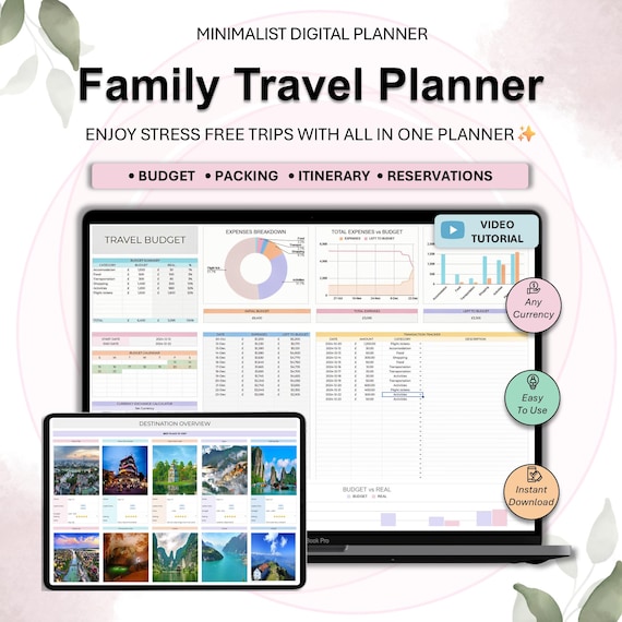 Family Travel Planner Google Sheets: Itinerary & Budget (Digital Download)
