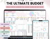 Annual Budget Google Sheet Spreadsheet Monthly Weekly Biweekly Ultimate Yearly Budget Planner savings and Debt Tracker Annual Bill Calendar