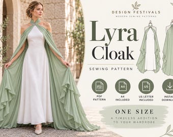 Cloak Sewing Pattern Medieval Cape Cosplay Costume Fantasy dress Pattern Renaissance Fair Pattern PDF digital download