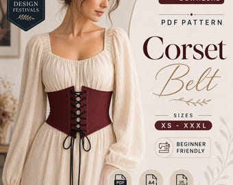 Corset Belt sewing Pattern pdf XS-XXXL Under bust Corset Sewing Pattern Easy Victorian Inspired Milkmaid Sew DIY Instant Digital Download