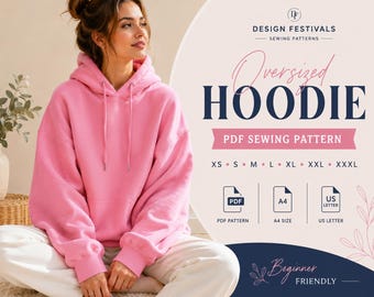 Oversized Hoodie Sewing Pattern Women Loungewear loose fit PDF (XS-XXXL) Beginner sewing Hoodie Pattern Oversized Sweater instant Download