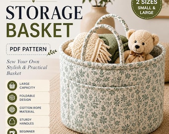 Storage Bag Sewing Pattern | Laundry Bag Pattern | Fabric Storage Bag| Large Bag Pattern | Beginner Bag Pattern I Digital Download