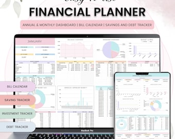 Annual Budget Planner | Google Sheets, Monthly Finance Tracker (Digital)