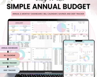 Annual Budget Planner Spreadsheet | Monthly, Yearly (Google Sheet)