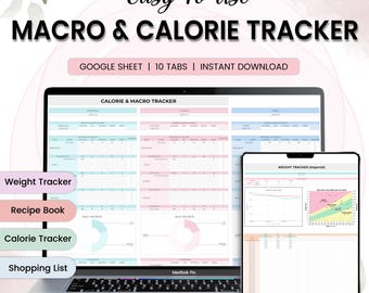 Weekly Meal Planner & Calorie Tracker, Google Sheets (Digital)