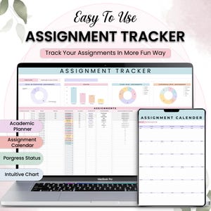 Assignment Tracker Spreadsheet Academic Planner College & University Student Planner Google sheet Calendar Semester Homework Task Tracker