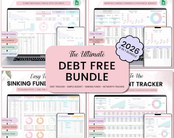 Debt Payoff Tracker Google sheet Debt Snowball Avalanche Calculator spreadsheet bundle Loan free Credit card networth Monthly budget planner