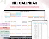 Bill Tracker Spreadsheet Bill Calendar Google Sheets Monthly Smart Bill Planner Payment Dashboard editable budget calendar Personal Finance