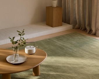 Hand Tufted Olive Green Wool Rug – Minimalist & Modern Elegance home