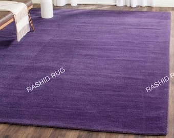 Purple Area Rug Modern Violet Rugs Hand Tufted Wool Rug, Contemporary Living Room Carpet