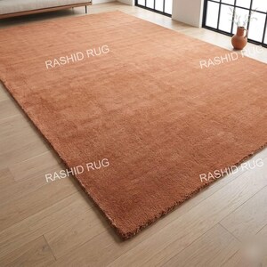 Terracotta Area Rug • Rust Orange Living-Room Carpet • Minimalist Warm-Tone Floor Rugs • Cozy Home-Décor