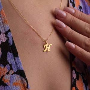 Personalized Letter Necklace, Gold Plated Initial Pendant, Elegant Letter Pendant, Minimalist Necklace, Birthday Gift, Gold Handmade Jewelry