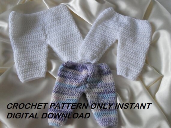 Preemie Baby Trousers Pants 1lb Premature To 8lb Newborn Crochet Pattern Instant Download Reborn Or Doll From 10 To 21 Boys Or Girls