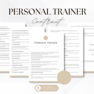 Personal Trainer Contract, Editable Fitness Services Agreement, Personal Training Business Forms, Fitness Invoice, Instant Download