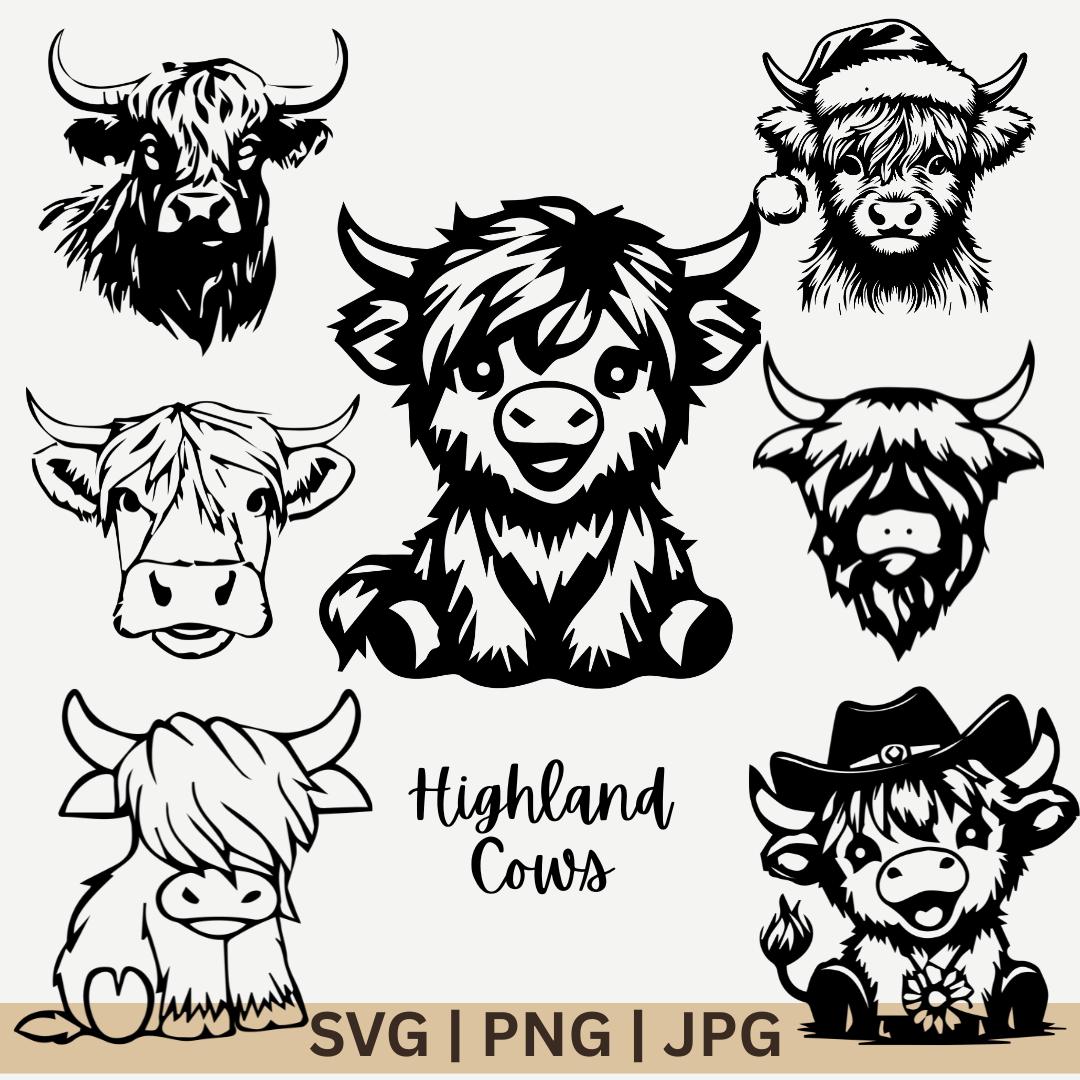 Highland Cow Svg Cute , Funny Highland Cow Svg Bundle Cute Baby Cow Svg, Highland Cow Png, Cricut, Clipart, Cut Files, Highland Cow Clipart