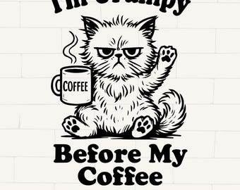 Grumpy Cat Coffee SVG Bundle: Funny Sarcastic Design (Digital Download)