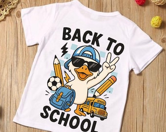 Cartoon Duck Back To School PNG SVG: Teacher & Student Shirt Design