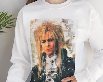 Vintage Retro look Jareth The Goblin King David Bowie fan art Labyrinth music movie  Unisex Crewneck Sweatshirt