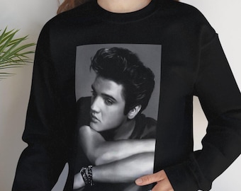 Elvis Presley vintage retro portret fanart cadeau uniseks sweater voor Elvis-fans