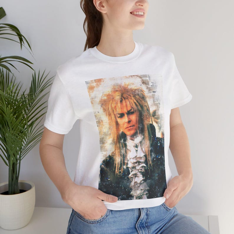 Camiseta de la película Laberinto del Rey Goblin Jareth con aspecto retro vintage, camiseta de fiesta de los 80 imagen 1