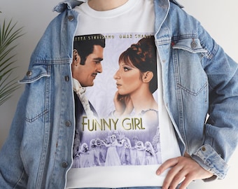 Camiseta retro vintage con póster de película de chica divertida, camiseta de Barbra Streisand, Omar Sharif, camiseta del viejo Hollywood