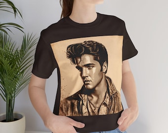 Camisa retro vintage Elvis Priestly, rey del rock and roll, para fanáticos de Elvis.