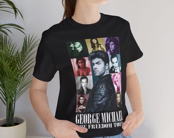 VRIJHEID Vintage Retro jaren 80 muziek George Michael uniseks T-shirt voor muziekfans uit de jaren 80.