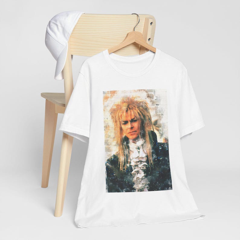 Camiseta de la película Laberinto del Rey Goblin Jareth con aspecto retro vintage, camiseta de fiesta de los 80 imagen 3