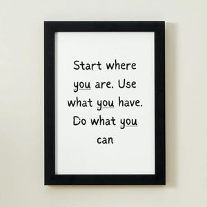 Start | Inspirational Quote Poster | Digital Download Wall Art | Motivational Printable Print | Positive Quote Decor | Instant Download UK