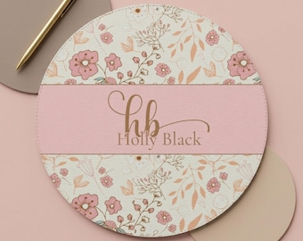 personalized desk mat pink office decor custom name desk mat coworker appreciation gift mothers day gift floral office desk decor