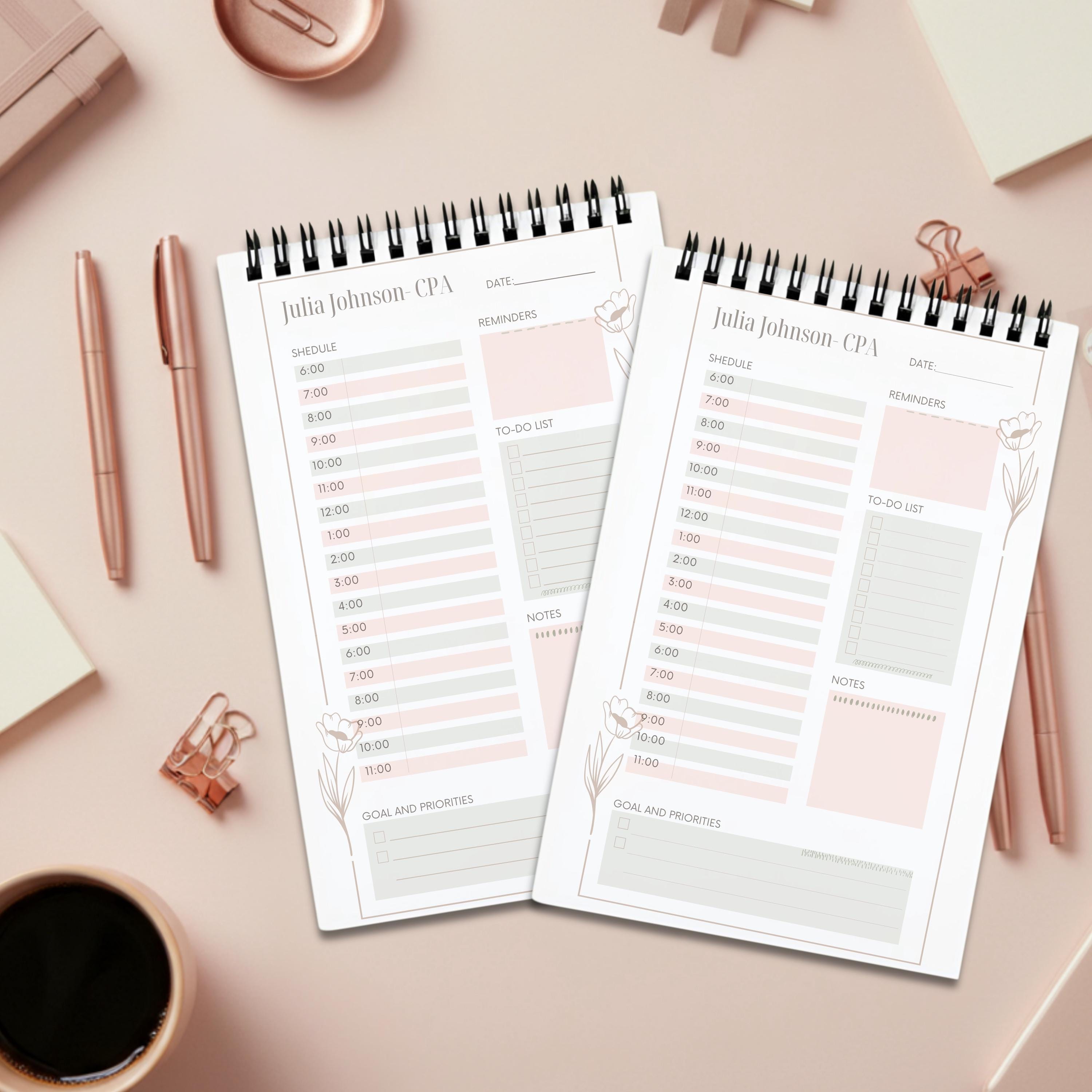 Custom Daily Planner Notepad Personalized Desk Planner Elegant Daily ...