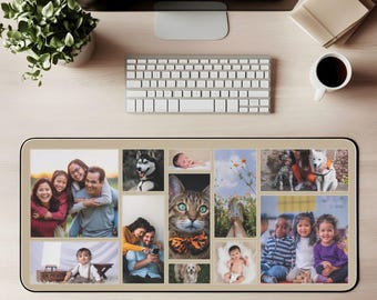 Custom photo desk mat mothers day gift personalized photo collage gift idea custom pictures mouse pad custom office gift desk decor under 20