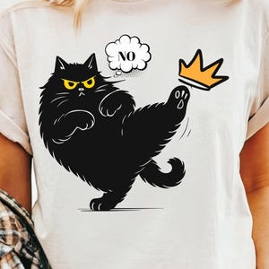 コンフォートカラー、アメリカに王はいない黒猫シャツ、王はいないシャツ、面白い政治ミームTシャツ、愛国的なシャツ、社会正義シャツ
