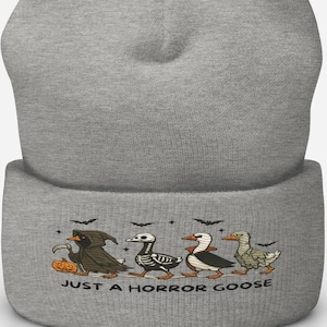 Embroidered Halloween Goose Beanie: Spooky Skeleton, Vampire, Zombie Duck Hat
