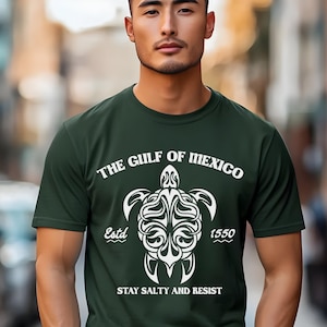 Turtle Gulf of Mexico Cotton Tee: Subtle Anti Trump Resist Shirt