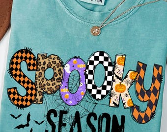 Retro Halloween Spooky Coquette Png, Halloween Girly png, Fall png, Sublimation png,Halloween Leopard Checkered Fall, Spooky png