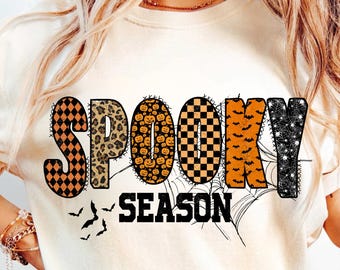 Retro Halloween Spooky Coquette Png, Halloween Girly png, Fall png, Sublimation png,Halloween Leopard Checkered Fall, Spooky png