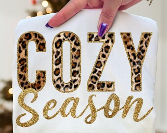 Cozy Season PNG, Vintage Pumpkin Season, Sublimation Design, Leopard Fall Autumn Vibes Clipart