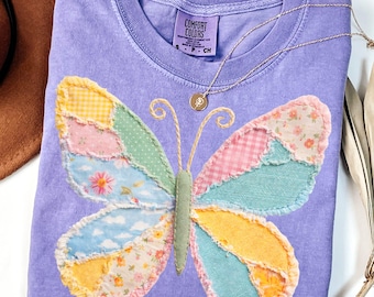 Wielkanocny sztuczny patchwork PNG, Dziewczyna Wiosna PNG, Wiosenny sztuczny patchwork PNG, Motyl Patchwork PNG, Koszulka z tkaniny z motylem,