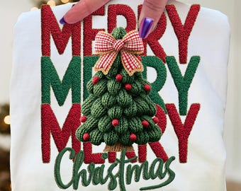 Latch Hook Yarn Crochet Coquette Floral Merry Christmas Png, Christmas Tree, Faux yarn, Preppy Christmas Bow Png, Checkered Red Plaid Png