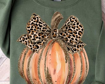 Preppy Leopard Pumpkin PNG , Retro Leopard Fall Distressed Coquette Bow, Pumpkin Spice png, Brushstroke, Fall Pumpkin Png, Thanksgiving Png