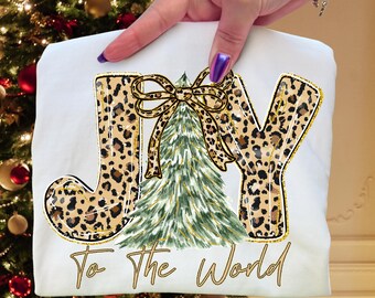 Joy To The World Png, Leopard Christmas Tree Png, Jesus Is The Reason, Christian Png, Holiday Png, Preppy Christmas Png, Faux Glitter Png