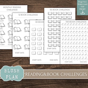 Book Reading planner bundle printable,Reading journal minimal,Reading planner 2025,printable reading challenge,Book review log book
