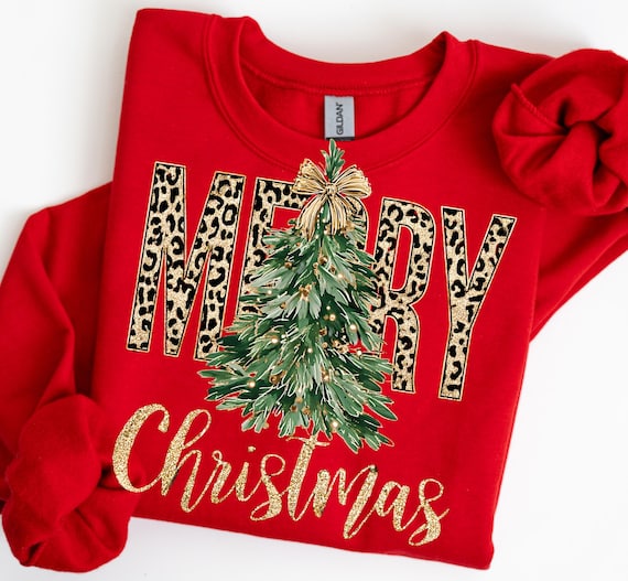 Preppy Merry Christmas Tree Png, Coquette Leopard Christmas Png, Faux Glitter Png,  Girly, Holiday Png, Girly,Tis The Season Png