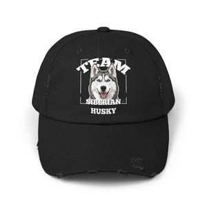 Distressed Siberian Husky Baseball Cap: Unisex Cotton Twill