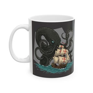 Kraken Mug: Sea Monster Octopus Pirate Ship Coffee Cup