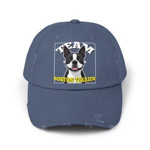 Team Boston Terrier Distressed Unisex Baseball Cap, Dog Mom, Dog Dad Hat