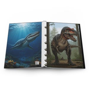 Dinosaur Journal, Allosaurus & Kronosaurus Matte Hardcover Notebook for Dino Lovers, Paleontology Gift, Scientific Illustrations, Fossil