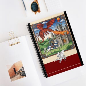 Fantasy-Themed Spiral Notebook for Creatives, Dragon Artwork, Journal for Writers, Magical Gifts, Medieval Design