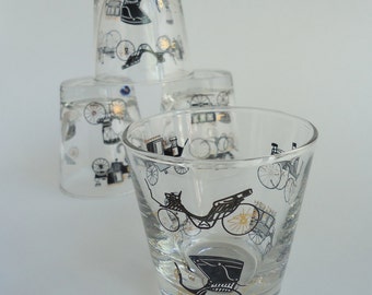 4 Libbey Curio Whiskey Sour Glasses, Freda Diamond, 1950s